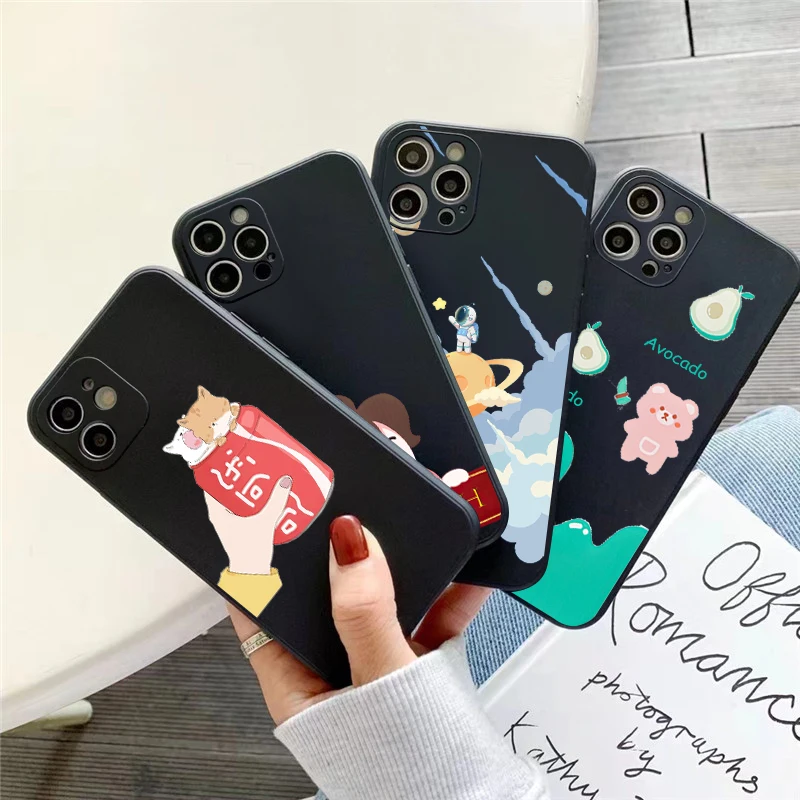 

Simple Cartoon Illustration Phone Case For Funda iPhone 11 12 13 Pro Max Mini X XR XS SE 2020 5 6 7 8 Plus Coque Carcasa