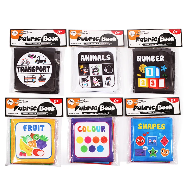 

Sensory Cloth Book High Contrast Baby Toys 0-12 Months Newborn Crib Toys Black and White Animal Cloth Books Montessori Baby