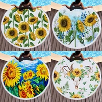 towel beach towel shawl fast drying swimming gym camping big round beach sunflower 3d all over printed beach towel 03
