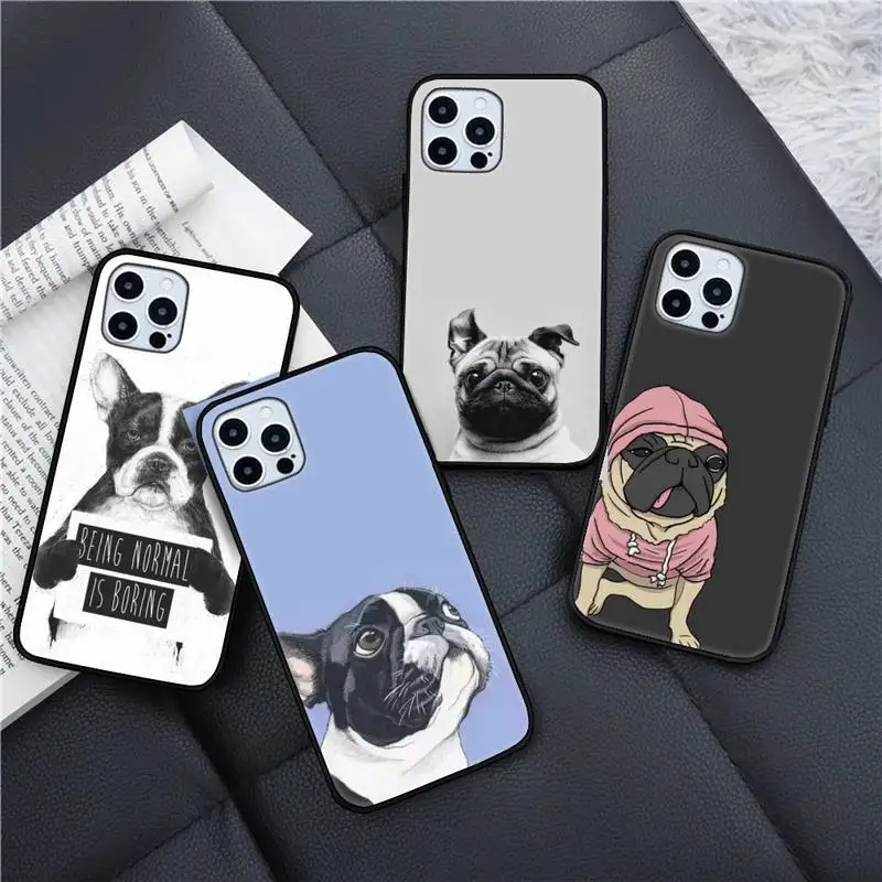 

Cute Funny French Bulldog Phone Case for iPhone 11 12 13 pro XS MAX 8 7 6 6S Plus X 5S SE 2020 XR mini