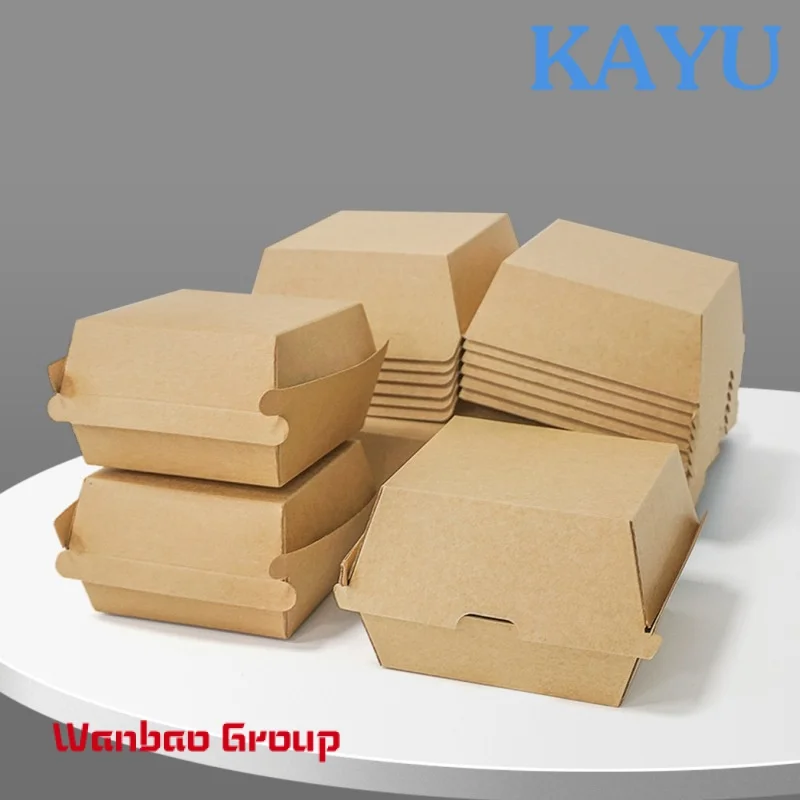 Corrugated Paper burger box custom and logo design food grade materials Hamburger packaging box