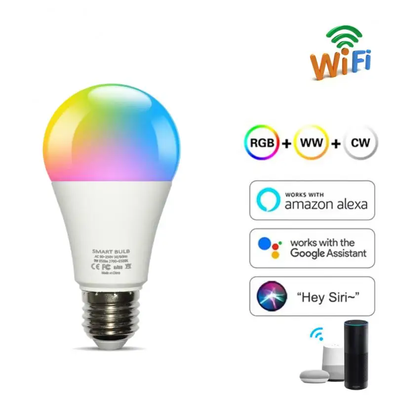

9W Smart Bulb Color WiFi Light RGBCW E26 E27 LED Lamp Voice Control Dimmable Magic Bulb Homekit Alexa Google Home Assistant Siri