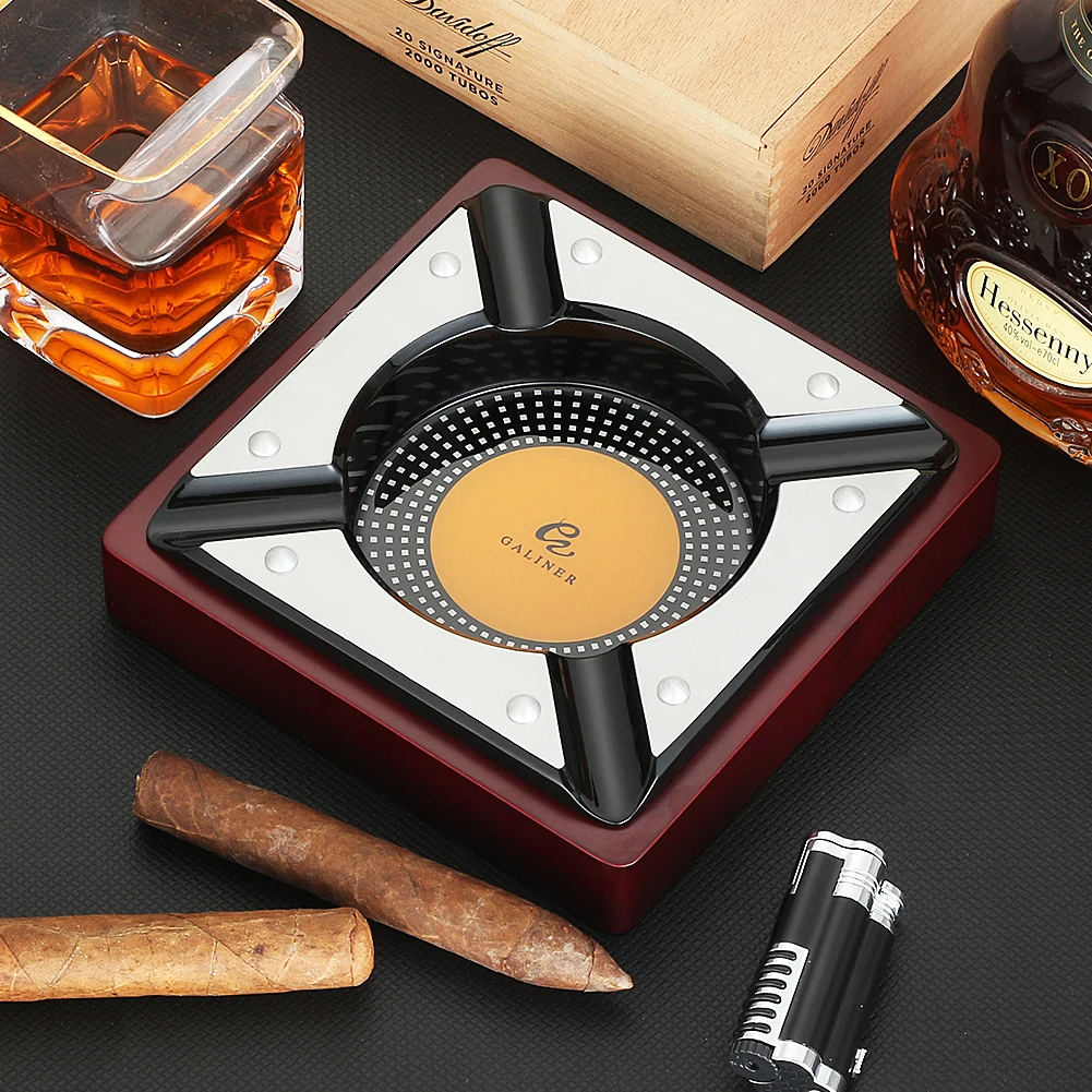 

Galiner Portable Cigar Ashtray Home Wood 4 Tube Cigar Ashtrays Travel Outdoor House Ashtray For Car Desk Accessories
