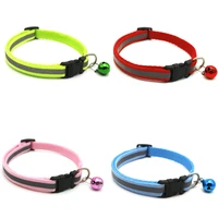 cat collar safety elastic adjustable with soft velvet material new colors pet product small dog collar reflective charm and bell