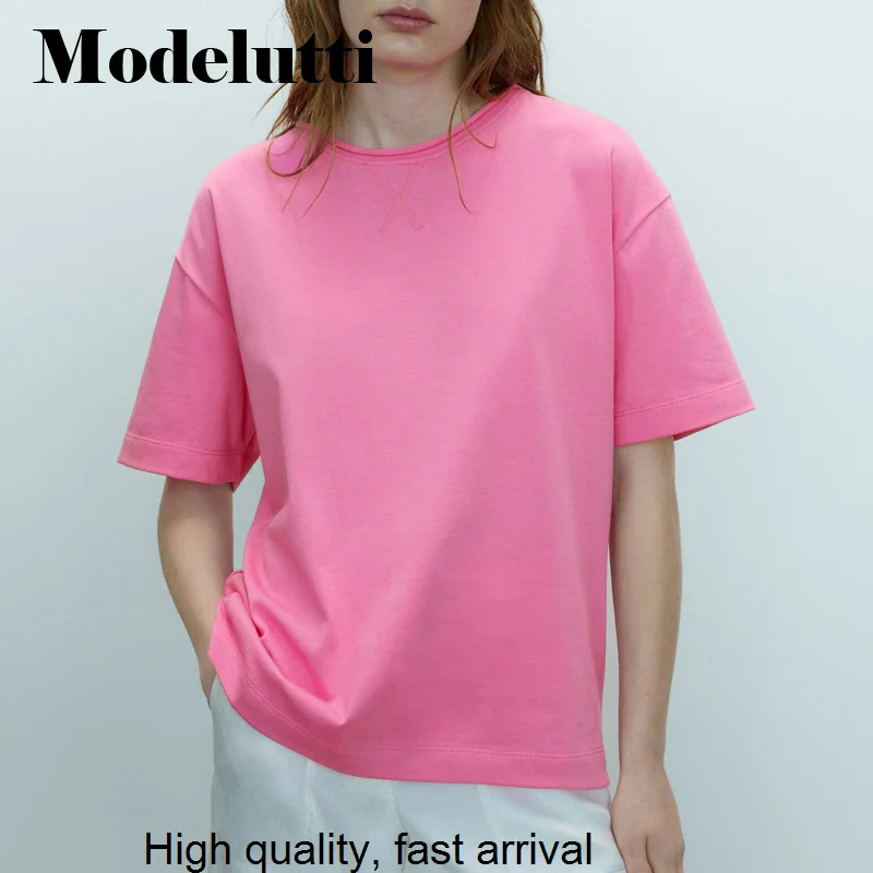 

Женская хлопковая футболка с коротким рукавом, однотонная простая повседневная футболка с кудрявым воротником, весна-лето 2023