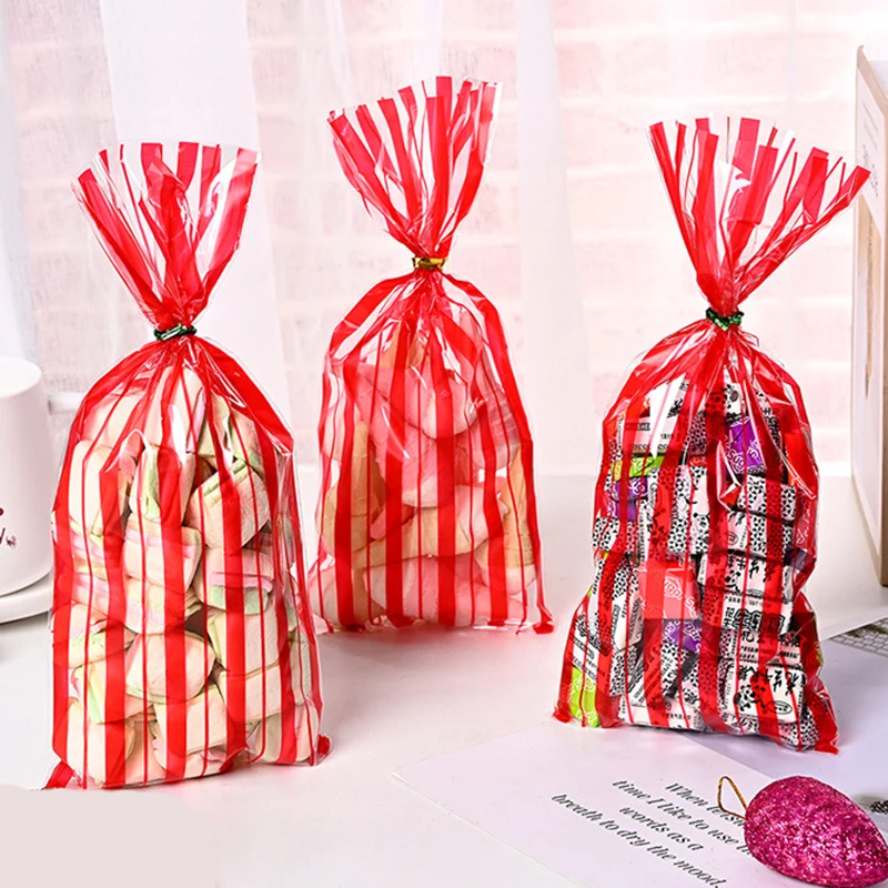 

25/50Pcs Plastic Candy Bag Biscuit Cookie Packing Bags Birthday Party Decoration Christmas Gift Supplies Wedding Favors Bags