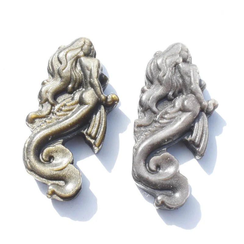 

1 / 2 / 3 / 5 Natural Golden And Silver Obsidian Crystal Mermaid