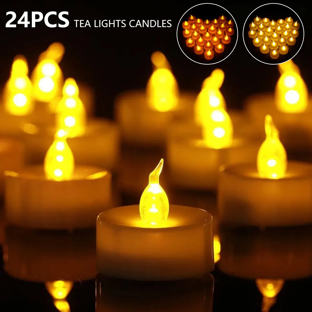 

24 pcs Flameless LED Tealight Candles LED Candles Tea Light Home Decoration for Wedding Birthday Party Christmas