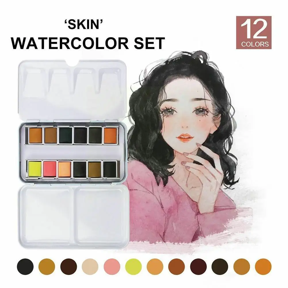 

12 Colors/set Watercolor Paint With Tin Box Art Student Morand/candy Sketching Paint Color Painting Watercolor Supplies L0a0