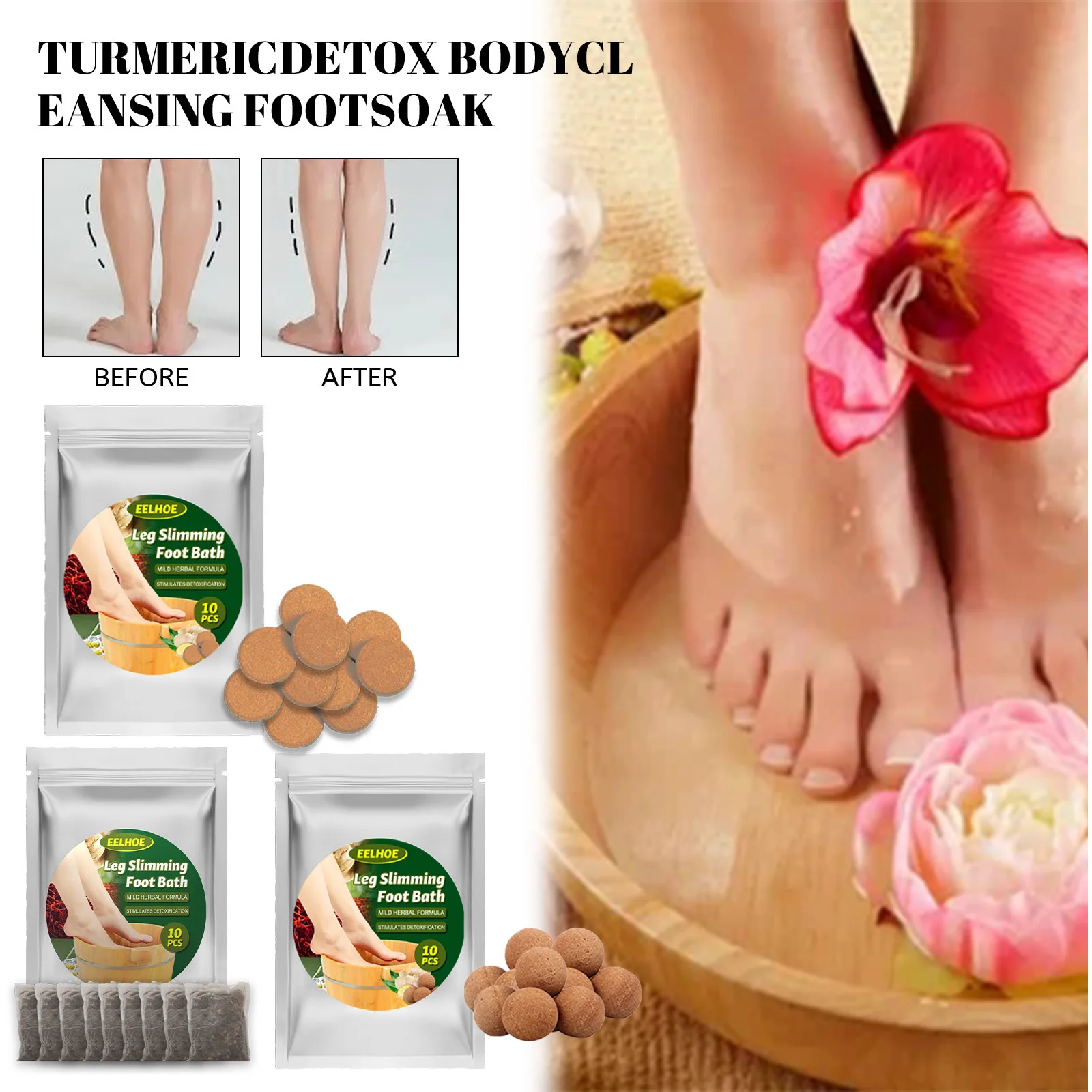 

1Bag/10Pc Wormwood Foot Bath Pack Ginger Foot Soaking Pills Cold Foot Care Gel Beads Relieve Muscle Pain Foot Bath Pack