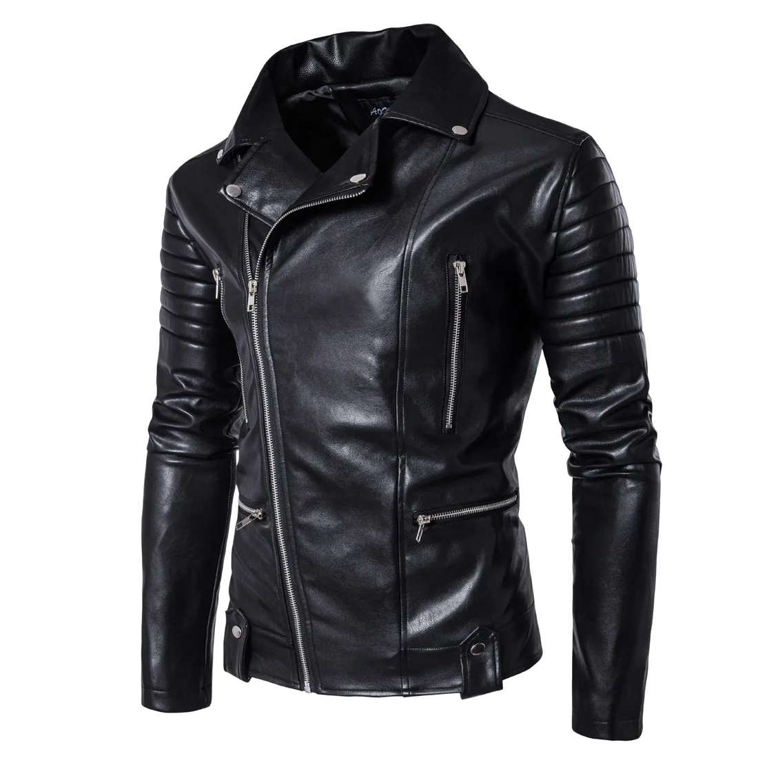 2022 Winter Men's Leather Jacket Motorcycle Leather PU Oblique Zipper Personality Coat Korean Fashion Street Dress Christmas