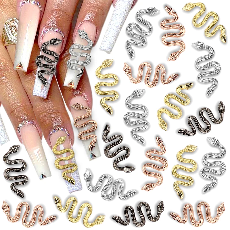 

10 шт., подвески для ногтей в виде змеи