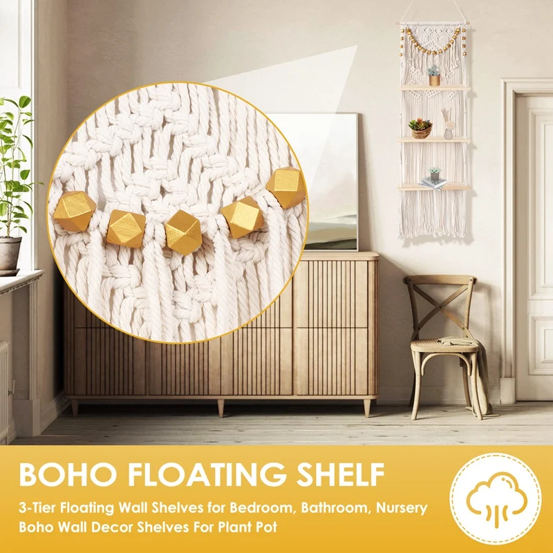 Настенные подвесные 3-уровневые плавающие настенные полки для спальни ванной