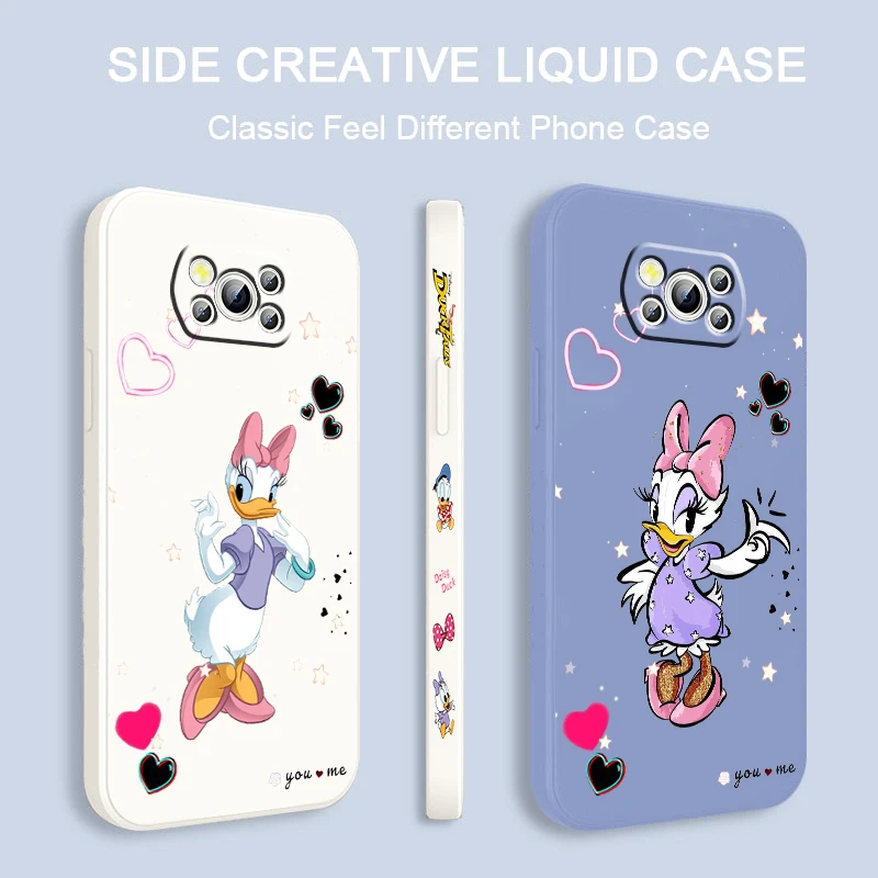 

Disney Donald Duck Minnie Phone Case For Xiaomi Mi Poco M5s M5 X4 X3 M4 M3 F4 F3 GT Pro NFC 5G Liquid Left Rope Cover