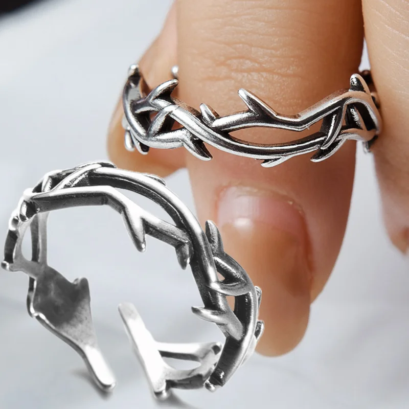 

Vintage Thorn Winding Rings Men Women Fashion Couple Copper Ring Opening Adjustable Valentine's Day Proposal Ring Jewelry Gifts