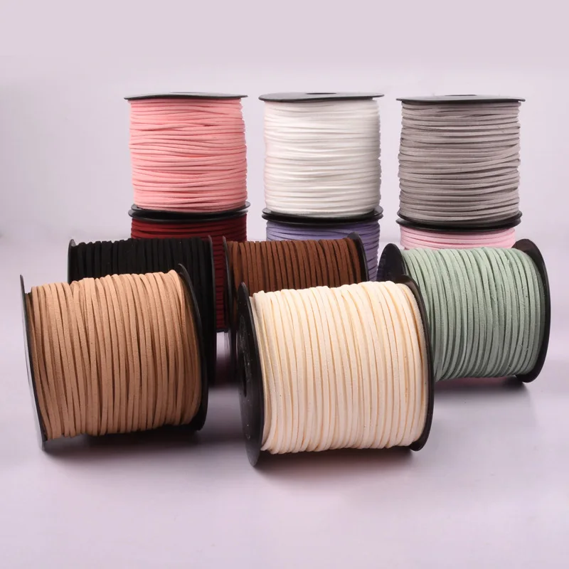 

100 yard/lot 3mm Flat Faux Suede Braided Cord Korean Velvet Leather Handmade Thread String Rope For DIY Jewelry Shoes Rope