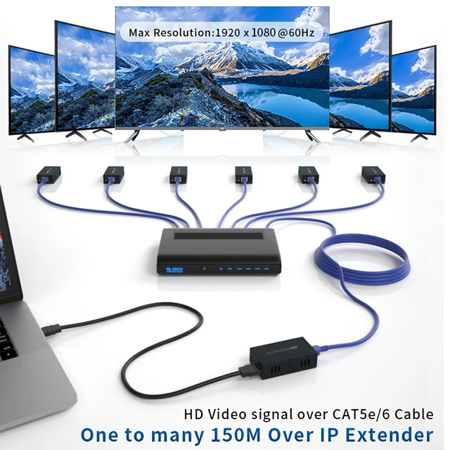 200 м HDMI удлинитель по одной категории Cat5e/6 HDMI к rj45 по IP/TCP через Ethernet переключатель один на несколько мониторов 1080P видео удлинение