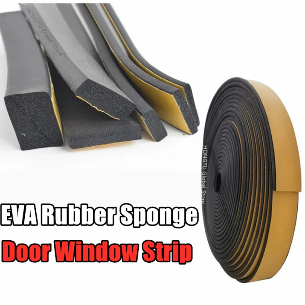 

10M-2M EVA Rubber Sponge Door Window Seal Strip Soundproof Anti-collision Self Adhesive Tape Wall Insulation Acoustic Foam