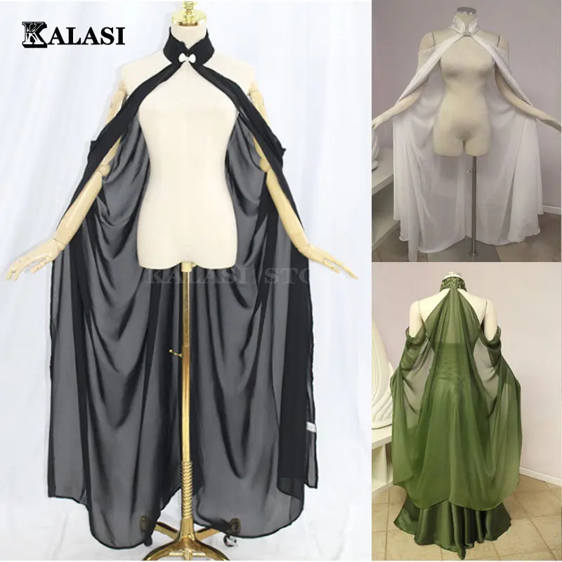 

Women Medieval Fairy Shawl Cape Chiffon Gothic Wicca Robe Black Green Cosplay Victorian Dress Cloak Halloween Costume For Women