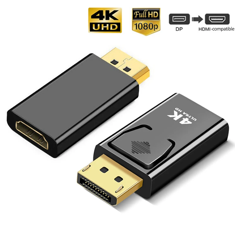 

4K DisplayPort to HDMI-compatible Adapter Converter Display Port Male DP to Female HD TV Cable Adapter Video Audio For PC TV