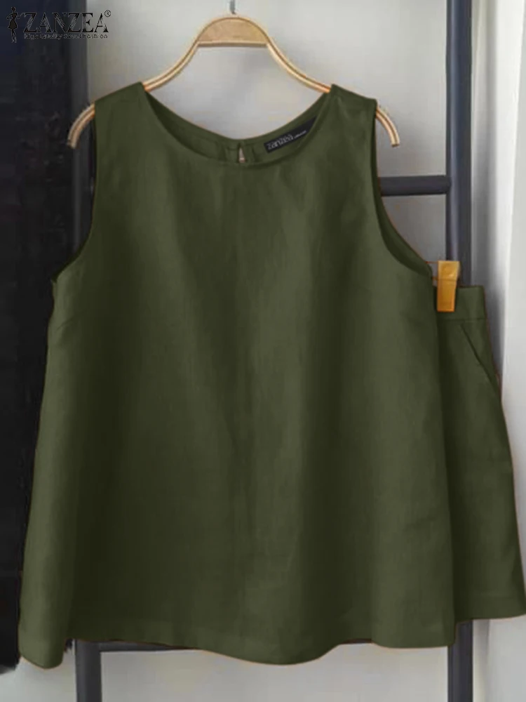 Комплект женский летний из жилета и топа с круглым вырезом без рукавов