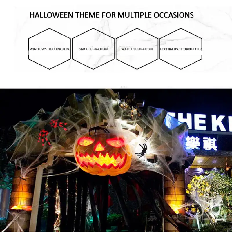 Halloween Decorations Artificial Spider Web Super Stretch Cobwebs with Fake Scary Party Scene Decor Horror House Props