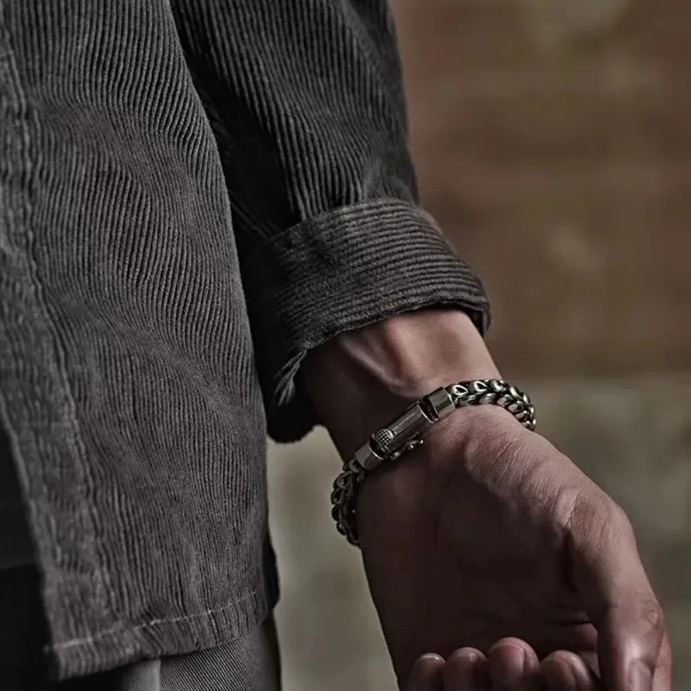 Мужской браслет из серебра 925 пробы с тираннозавром