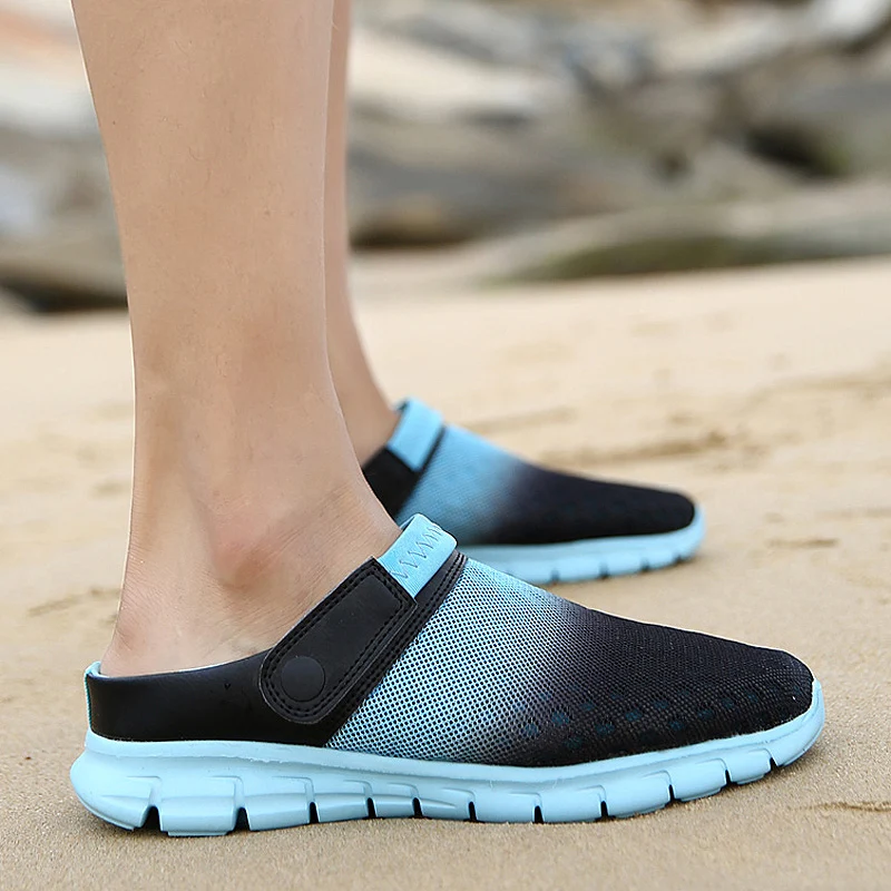 Beach Outdoor Sandals Summer Gradient Color Slippers Unisex Couple Clogs Shoes Flat Impact Resistance Casual Shoes Quick-Drying
