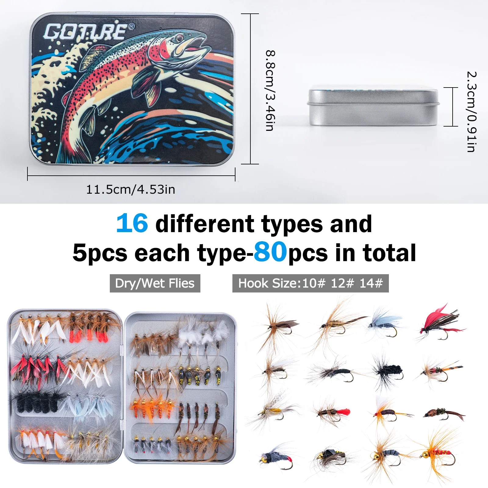 Фото Goture Fly Fishing и полный комплект катушки Карбоновая удочка нахлыстом и комбинированная катушка 5/6 для окуня нахлыстом Подходит Foy Stream №4