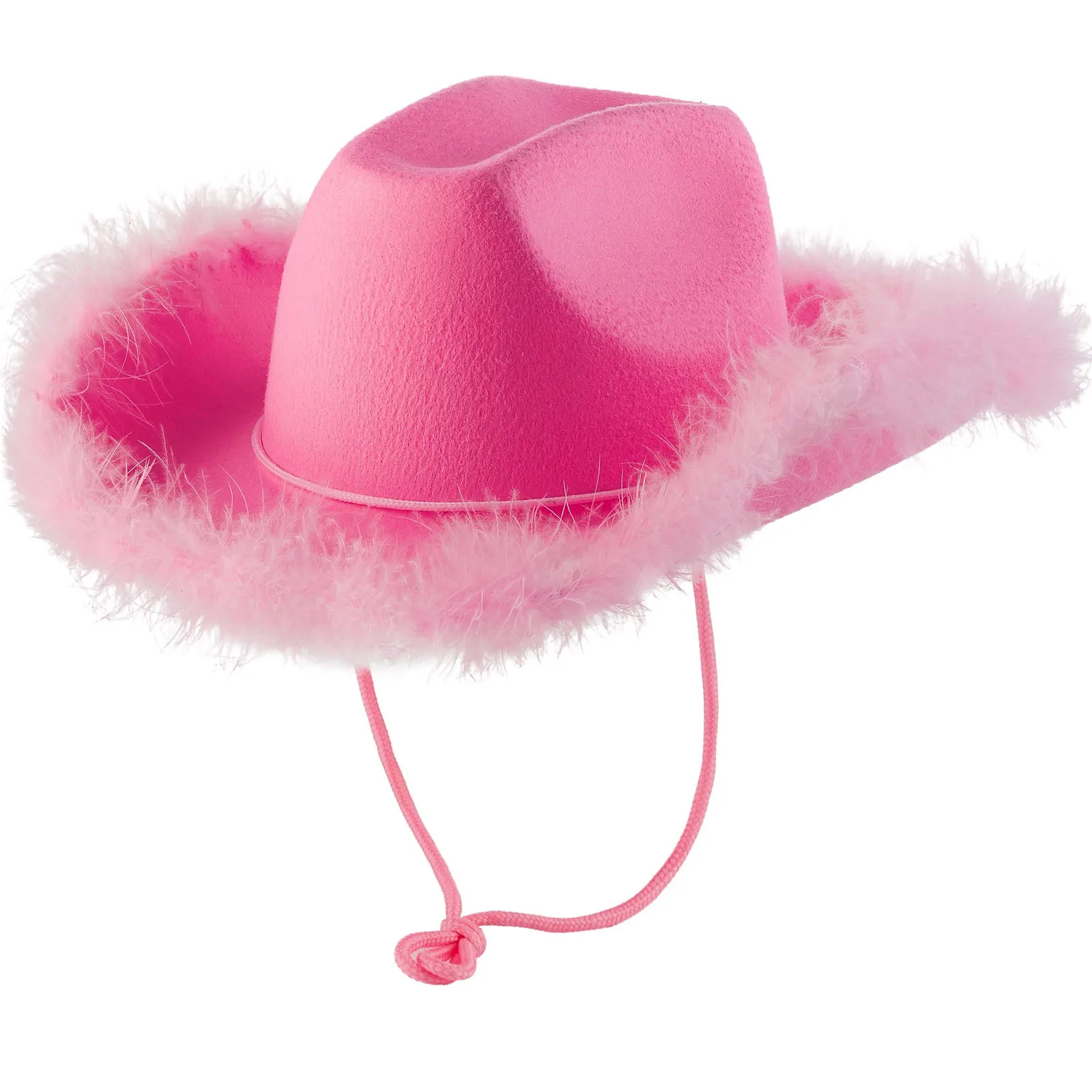 

Роскошная ковбойская шляпа с пушистыми краями и широкими полями, розовая шапка Cowgirl, подходящая ко всему для игр на Марди Гра, шапка Cowgirl для ...
