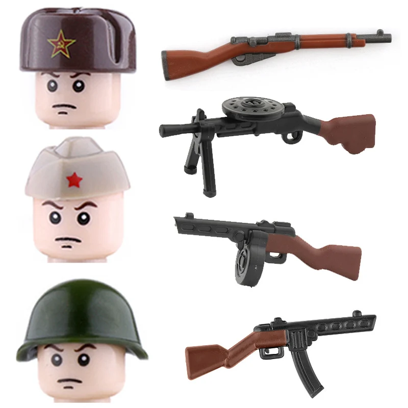 

WW2 Soviet Union Soldiers Figures Building Blocks Military Army Russia Infantry Weapons Guns Parts Mini Bricks Toy For Children