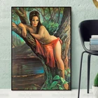 Картина на холсте лесная богиня Рысь от Tretchikoff джунгли сексуальная девушка печать плакат настенное Искусство Декор комнаты