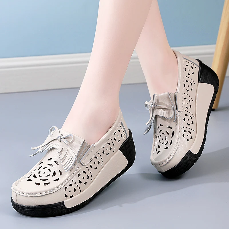 

Cow Suede Leather Ladies Loafers Autumn Women's Shoes Platform Flats Sneakers Female Moccasins Shoe Women Creepers Slip On