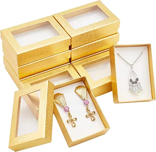 Es With Padding Inside, Golden Nail Packaging Boxes Necklace Boxes Bulk For Christma