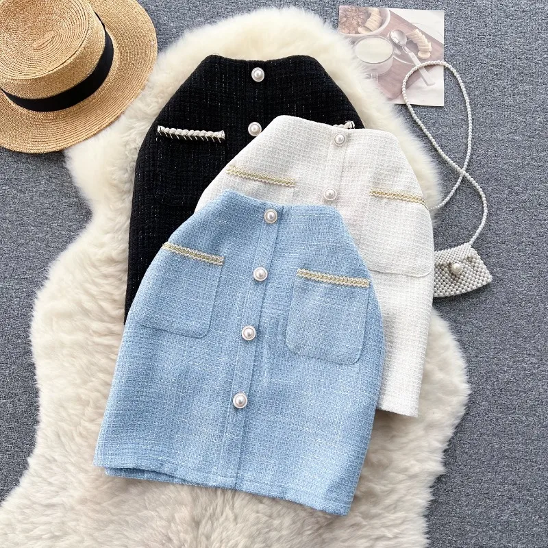 

Женская яркая шелковая юбка, Ретро, Маленькая, Ароматный ветер, Высококачественная, Универсальная, Тонкий темперамент, Осень, Зима, Новинка, Мода