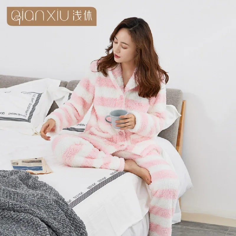 

[Multiple Options] New Home Flannel Pajamas Women's Autumn and Winter Long Sleeve Long Pajama Pants Sweet Pajamas in Stock