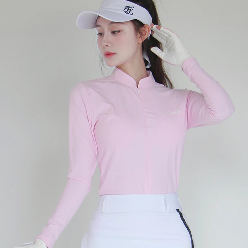 Новинка осенний Женский Топ с длинным рукавом для гольфа защитой от морщин