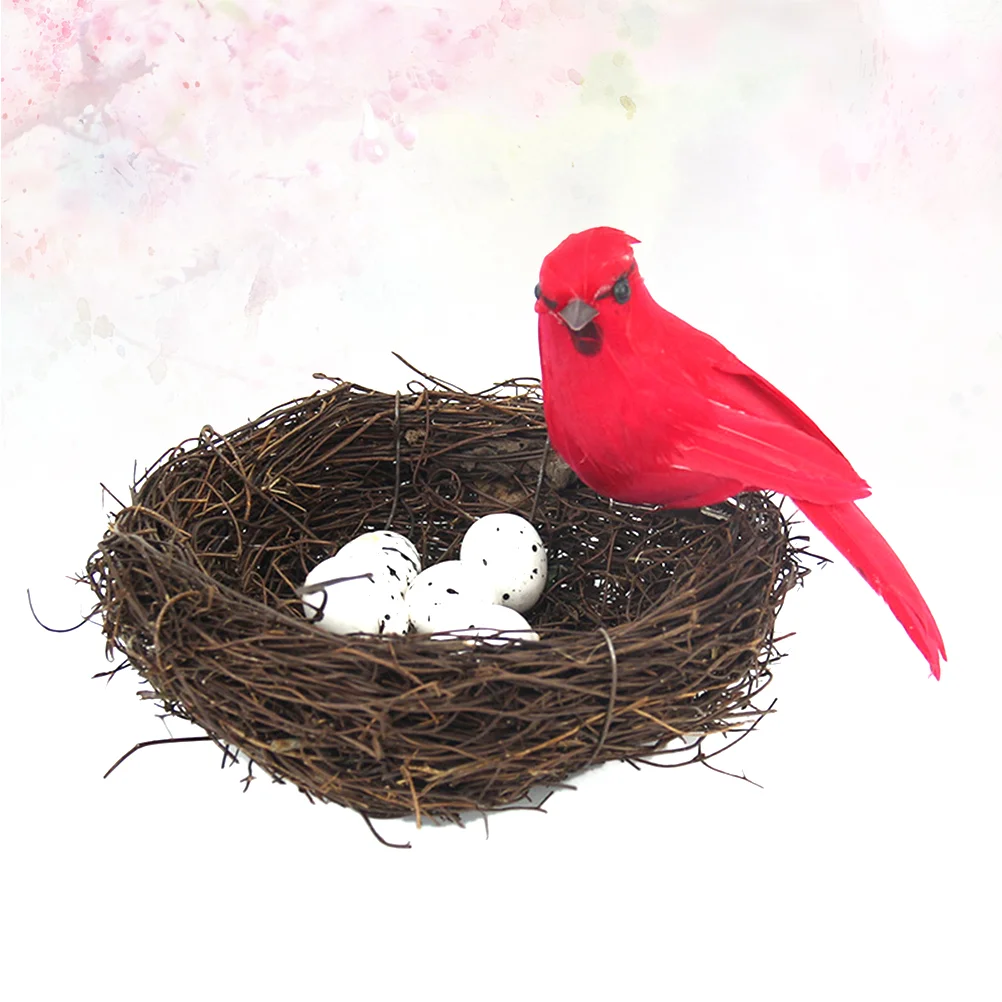 

Artificial Bird Nest Bird Egg Birds Nest with Eggs for Bird Craft for Home Ornaments Childrens Room Decoration 7pcs ( Red )