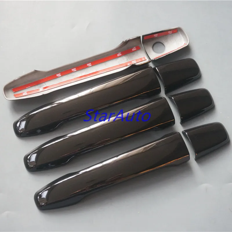 Новая хромированная глянцевая черная накладка на дверную ручку из углеродного