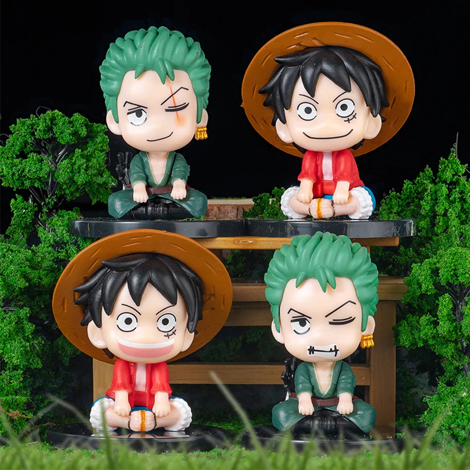 

4 Styles One Piece Zoro Luffy Sanji Anime Figure Ver. Robin Nami Brook Chopper PVC Car Decoration Figures Ace RANKY Usopp Model