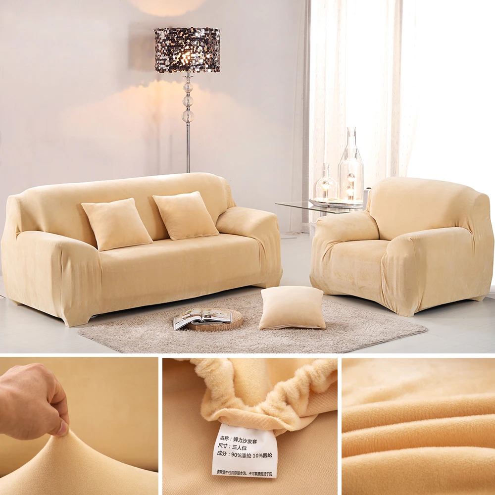 

Plush Sofa Cover Stretch Solid Color Thick Slipcover Sofa Covers for Living Room Pets Chair Cover Cushion Cover Sofa Towel 1PC