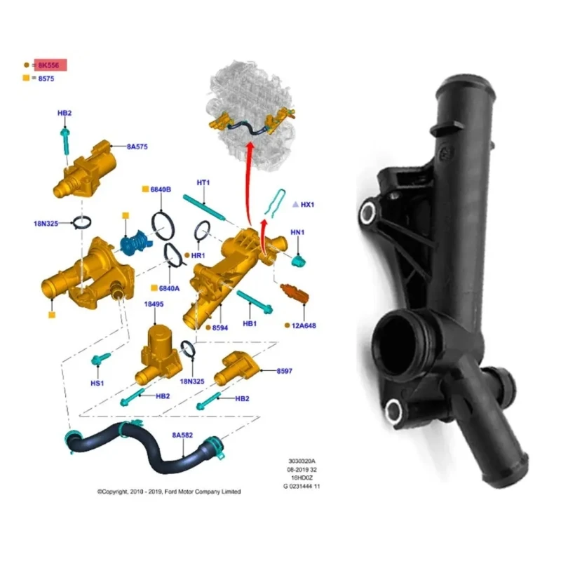 QM82 для MK3 1 6 Ecoboost BM5G8K556FA BM5G8K556EA надежный соединитель водяного шланга