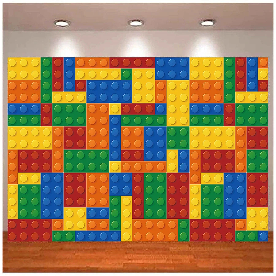 

Building Blocks Theme Backdrop Colored Toy Bricks Photography Background Kids Boy Girl Baby Shower Birthday Party Banner Photo