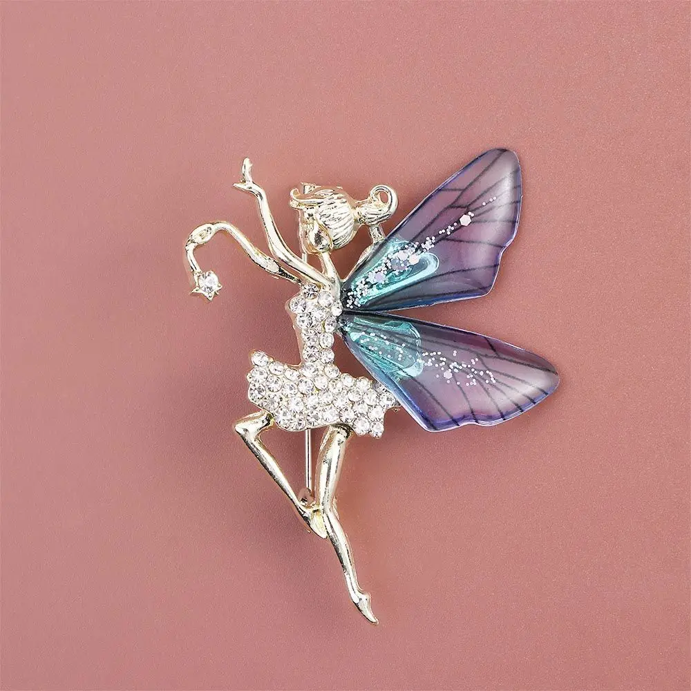 

Accessories Ldies Gift Scarf pendant Dancing Girl Lapel Pins Angel wings Brooch Coat corsage Women Crystal Brooches