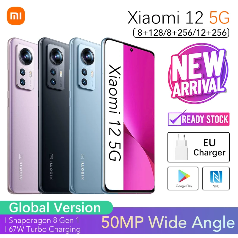 Najtaniej Wersja Globalna Xiaomi 12 5G 8GB 12GB 256GB Smartphone | Oryginalny Nowy | Sealed Unlocked | Ładowarka Ue Kup Wersja Globalna Xiaomi 12 5G 8GB 12GB 256GB Smartphone | Oryginalny Nowy | Sealed Unlocked | Ładowarka Ue