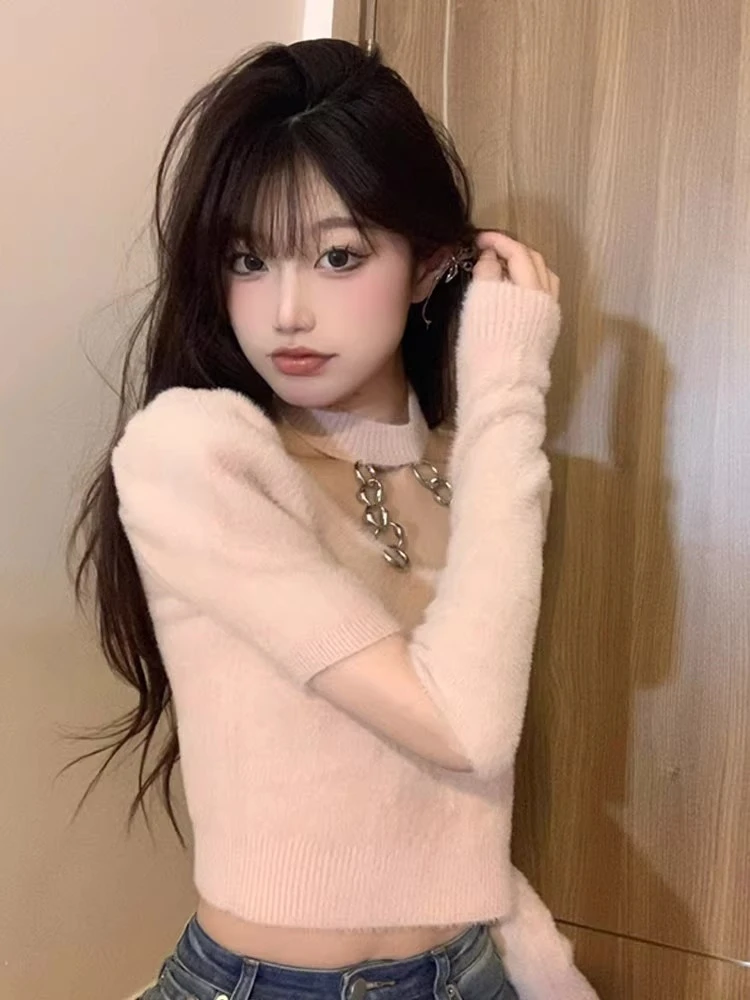 Pure Desire Gyaru Design Oversleeve с висячим воротником вязаный женский осенний темпераментный