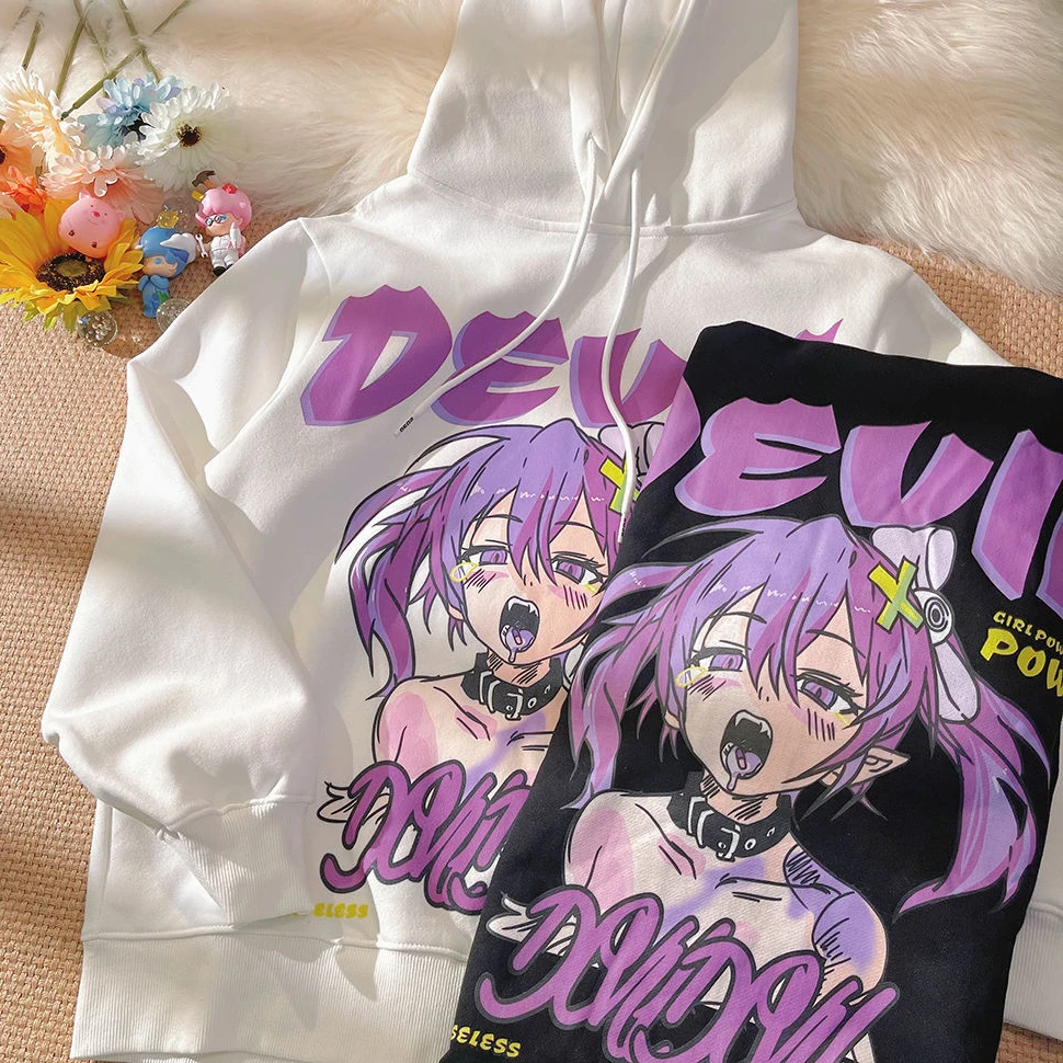 

Hip Hop Spring Japan Kawaii Girl Anime Hoodie Punk Goth Style Sweatshirts Long Sleeve Clothes for Teens Harajuku Casual Students