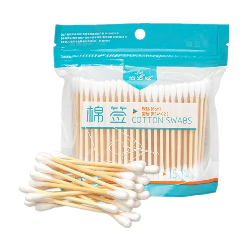 

150pcs/bag Absorbent Cotton Swabs for Wound Cleaning Disinfection Double End Disposable Swab First Aid Cotton Sticks Makeup Swab