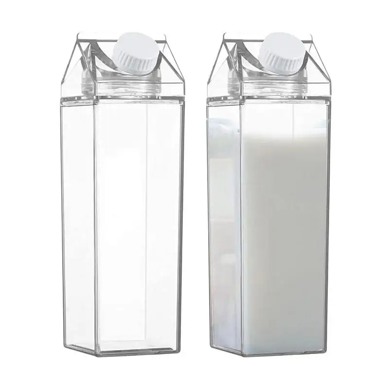 

Milk Carton Water Bottles Square Milk Container For Refrigerator Reusable Leakproof Water Bottle Jug Drinking Cup Milk Juice