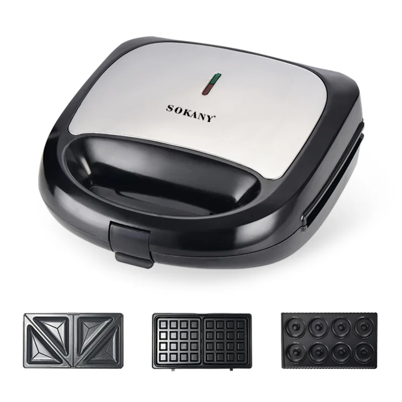 3 in 1 Panini Press, Sandwich Maker and Compact Indoor Grill, Easy Clean Nonstick Grids, Black